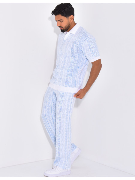 Ensemble pantalon et polo à motifs
