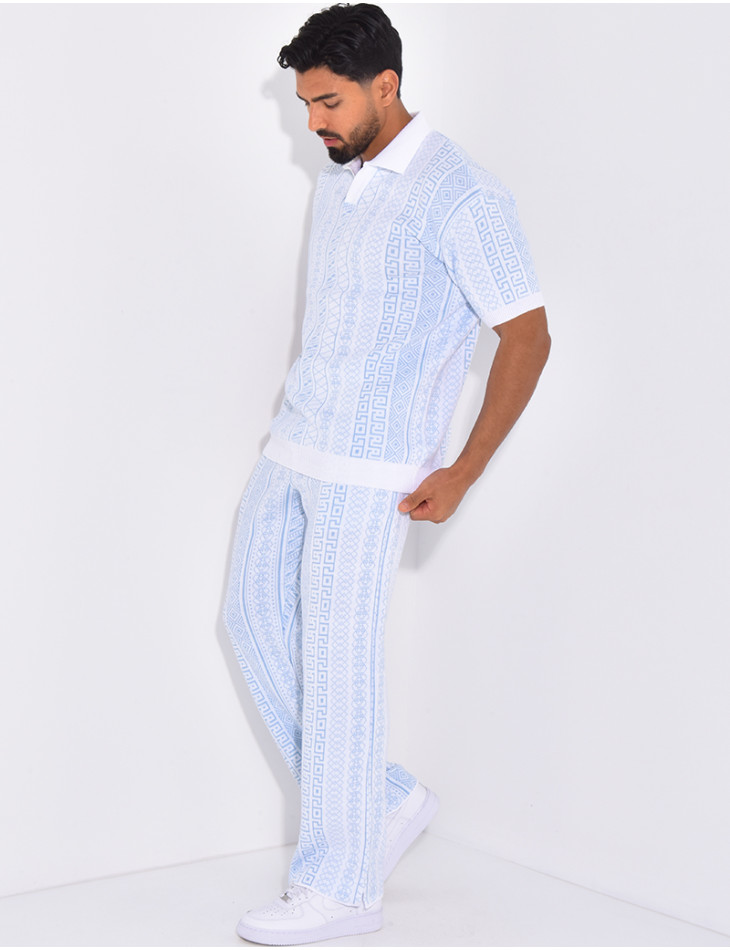Ensemble pantalon et polo à motifs