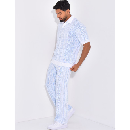 Ensemble pantalon et polo à motifs