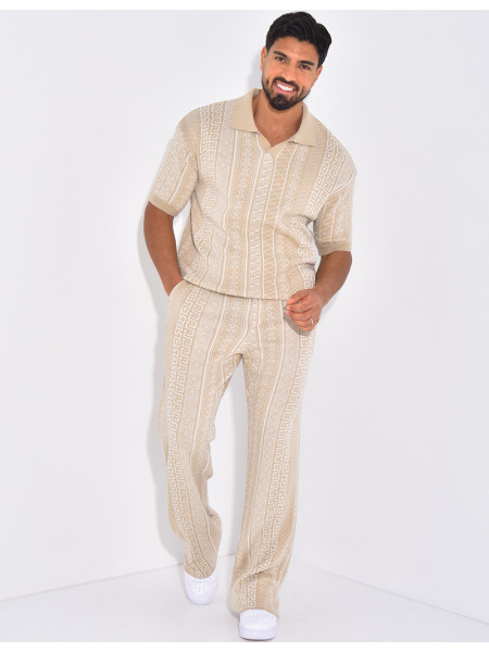 Ensemble pantalon et polo à motifs