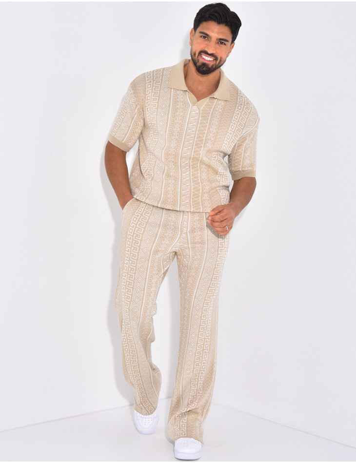 Ensemble pantalon et polo à motifs