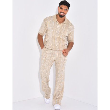 Ensemble pantalon et polo à motifs