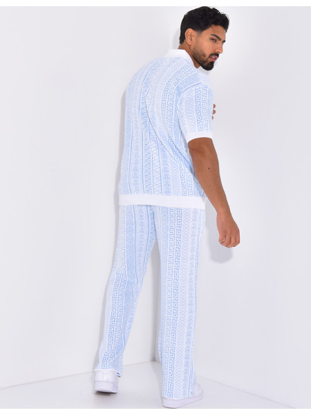 Ensemble pantalon et polo à motifs