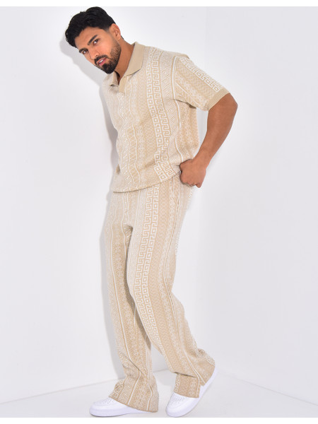 Ensemble pantalon et polo à motifs