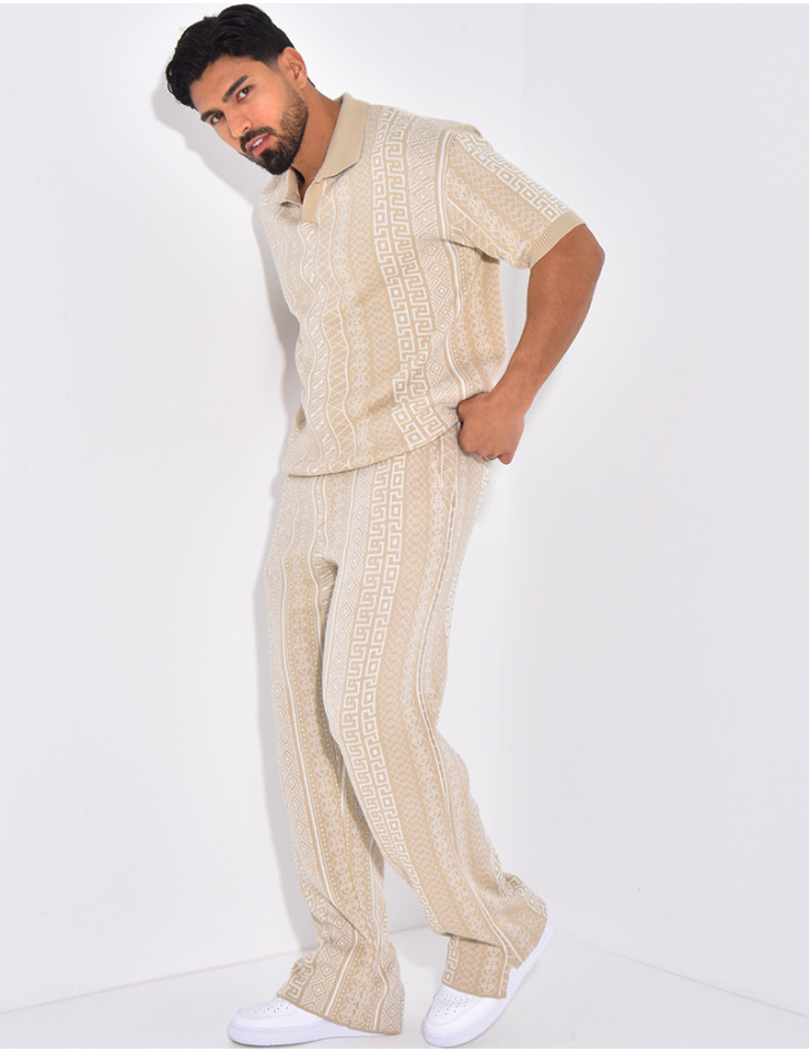 Ensemble pantalon et polo à motifs