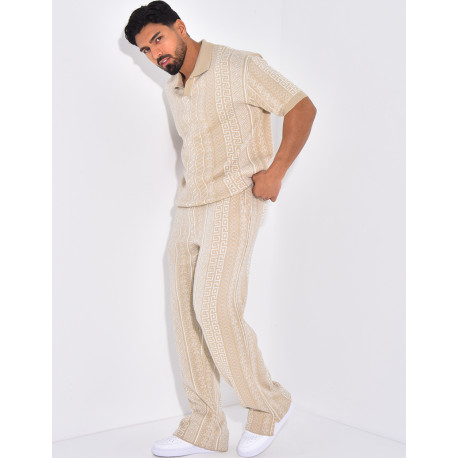 Ensemble pantalon et polo à motifs