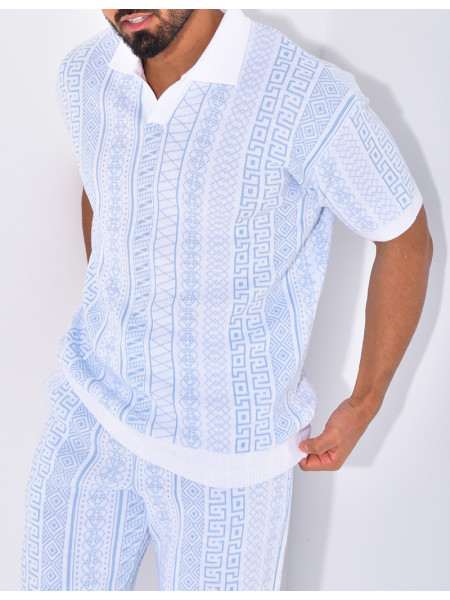 Ensemble pantalon et polo à motifs