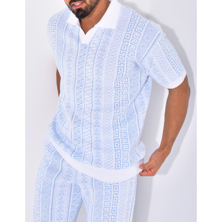 Ensemble pantalon et polo à motifs
