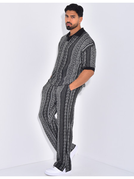 Ensemble pantalon et polo à motifs