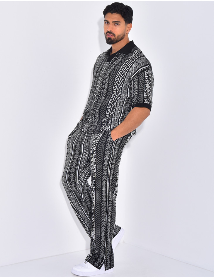 Ensemble pantalon et polo à motifs
