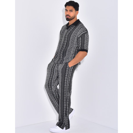 Ensemble pantalon et polo à motifs