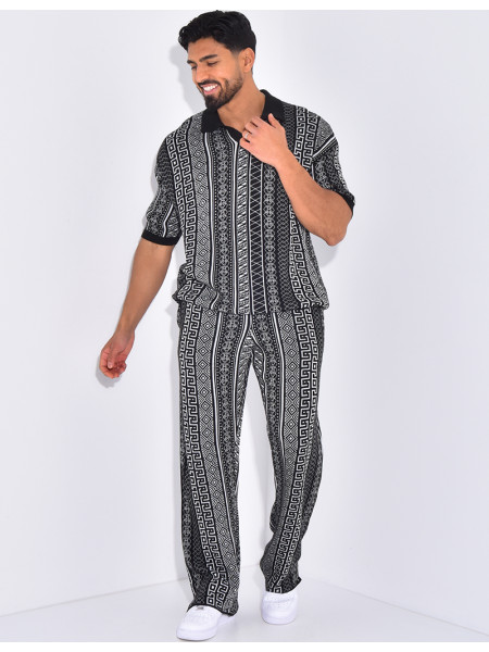 Ensemble pantalon et polo à motifs