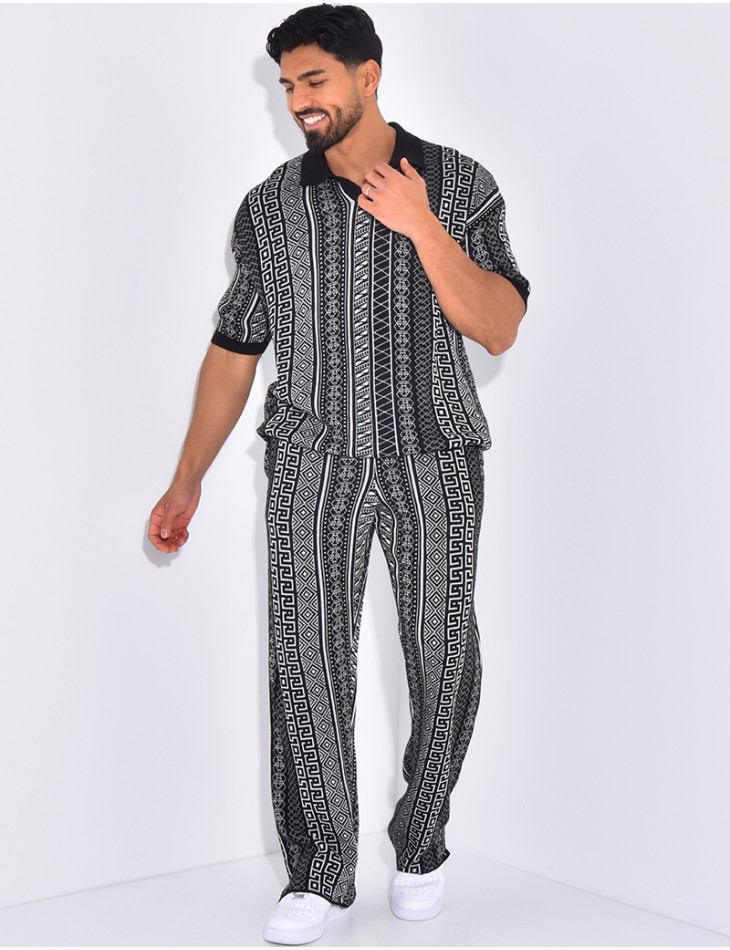 Ensemble pantalon et polo à motifs