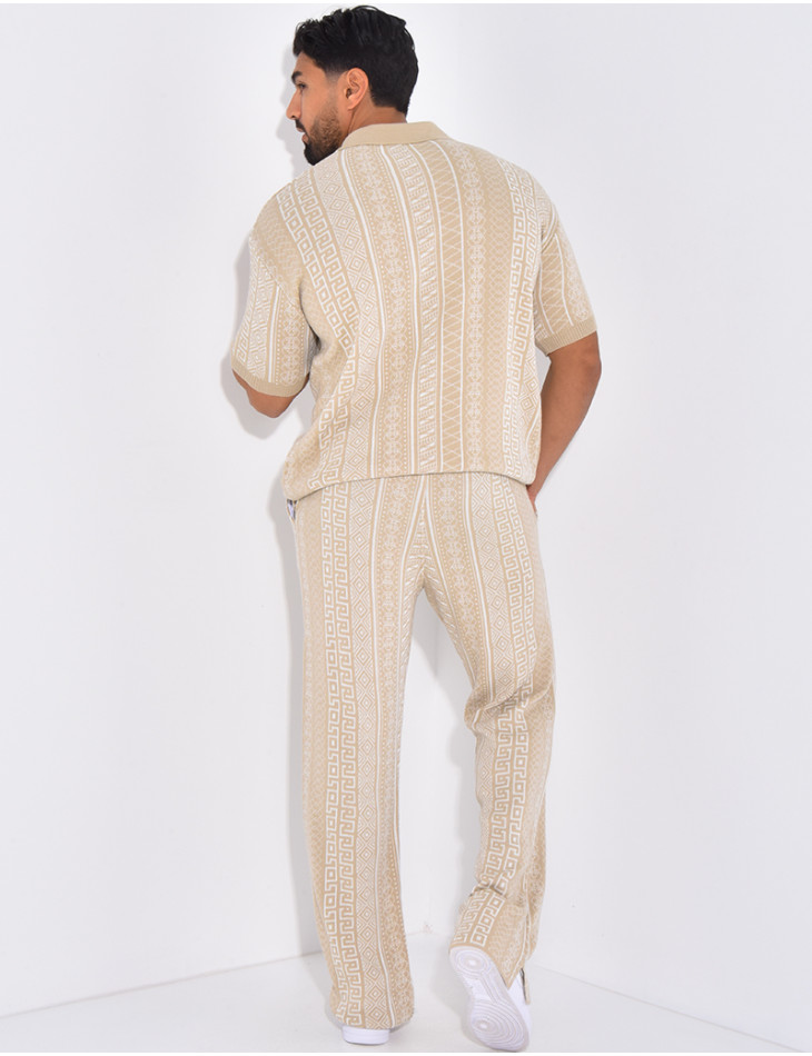 Ensemble pantalon et polo à motifs