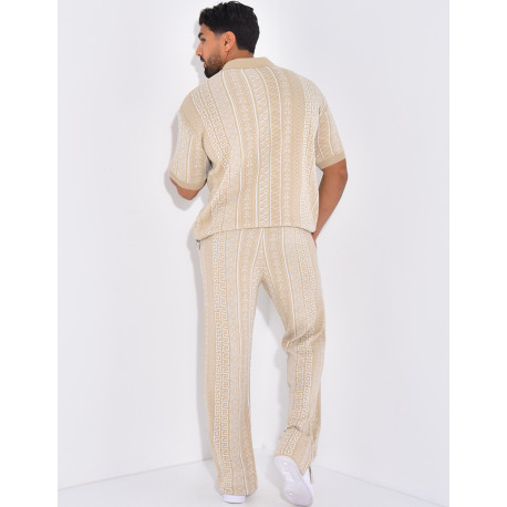 Ensemble pantalon et polo à motifs