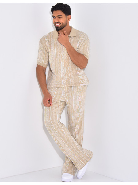 Ensemble pantalon et polo à motifs