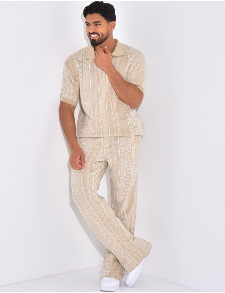 Ensemble pantalon et polo à motifs