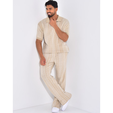 Ensemble pantalon et polo à motifs