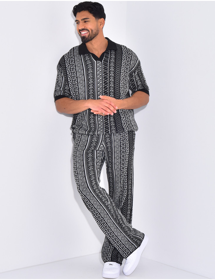 Ensemble pantalon et polo à motifs