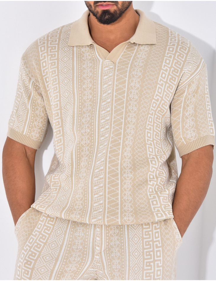 Ensemble pantalon et polo à motifs