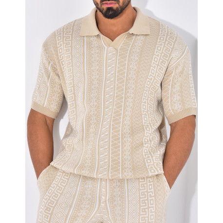 Ensemble pantalon et polo à motifs