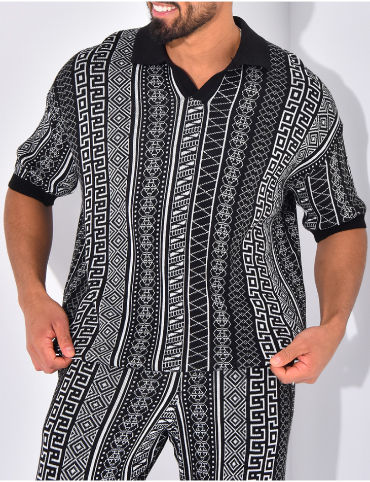 Ensemble pantalon et polo à motifs