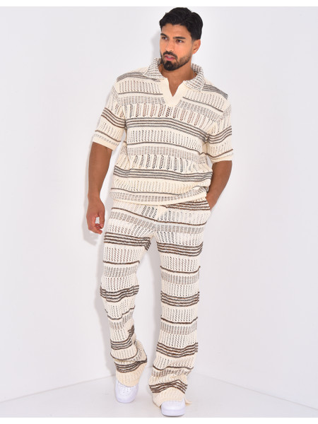 Ensemble pantalon et polo ajouré
