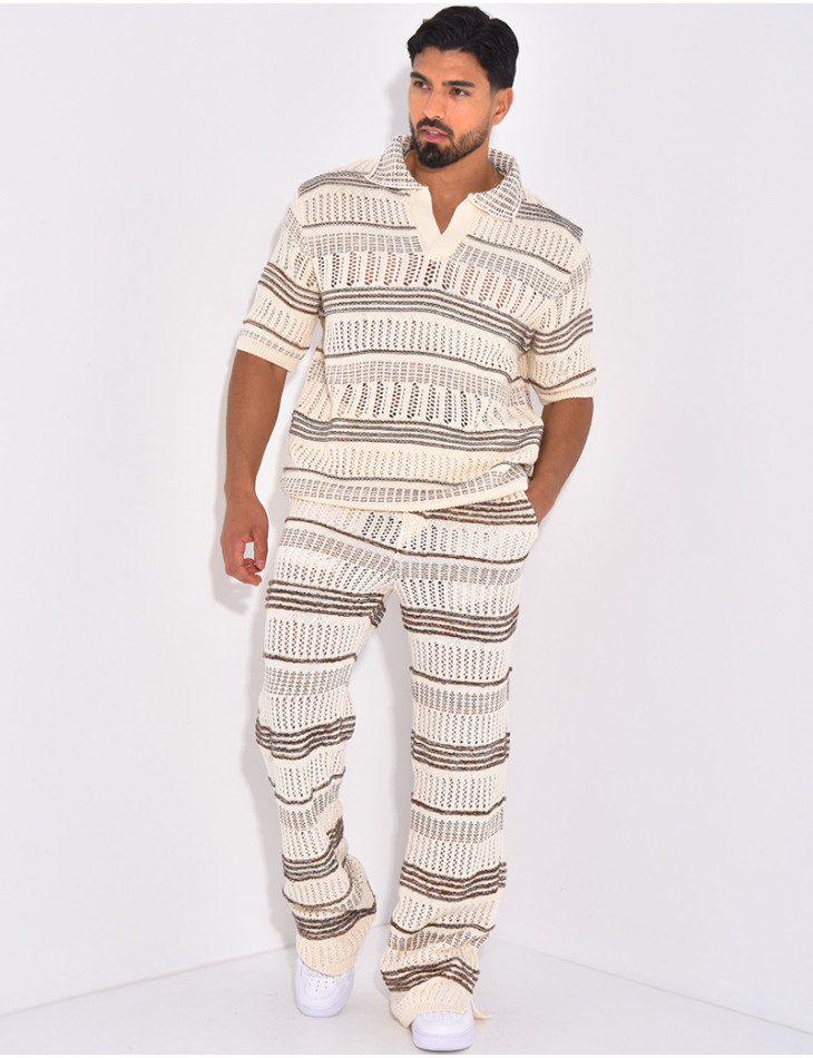 Ensemble pantalon et polo ajouré