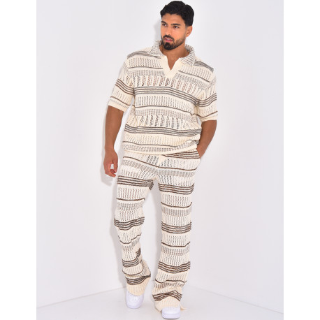 Ensemble pantalon et polo ajouré