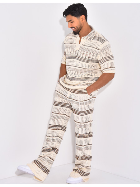 Ensemble pantalon et polo ajouré