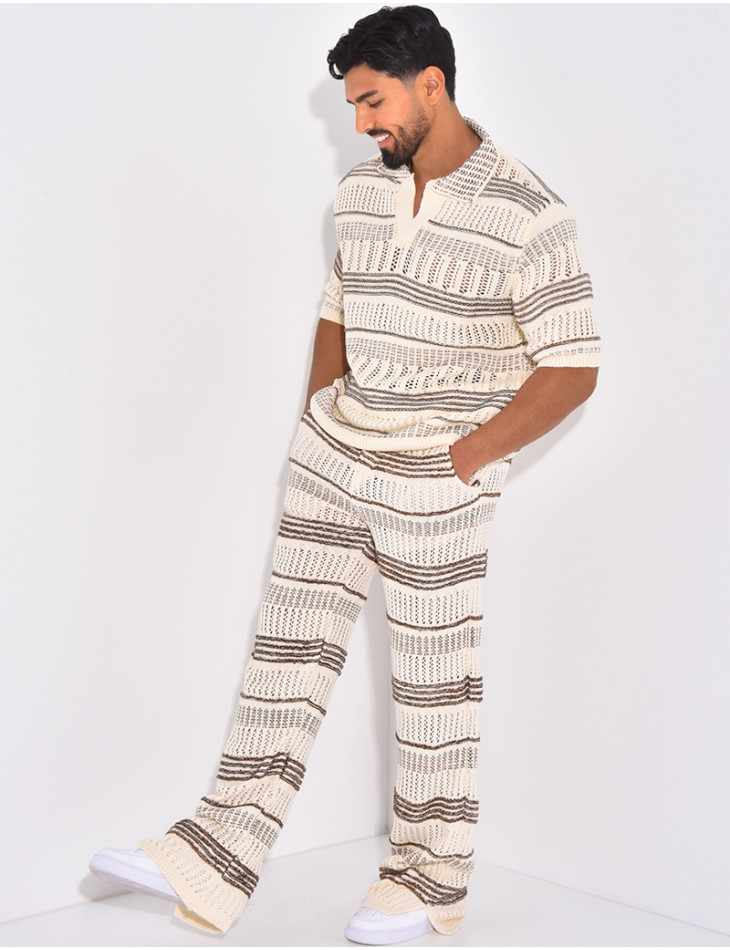Ensemble pantalon et polo ajouré