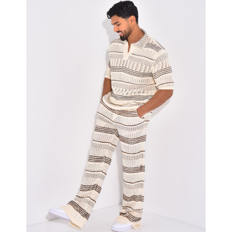 Ensemble pantalon et polo ajouré