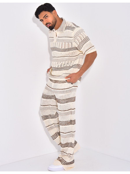 Ensemble pantalon et polo ajouré