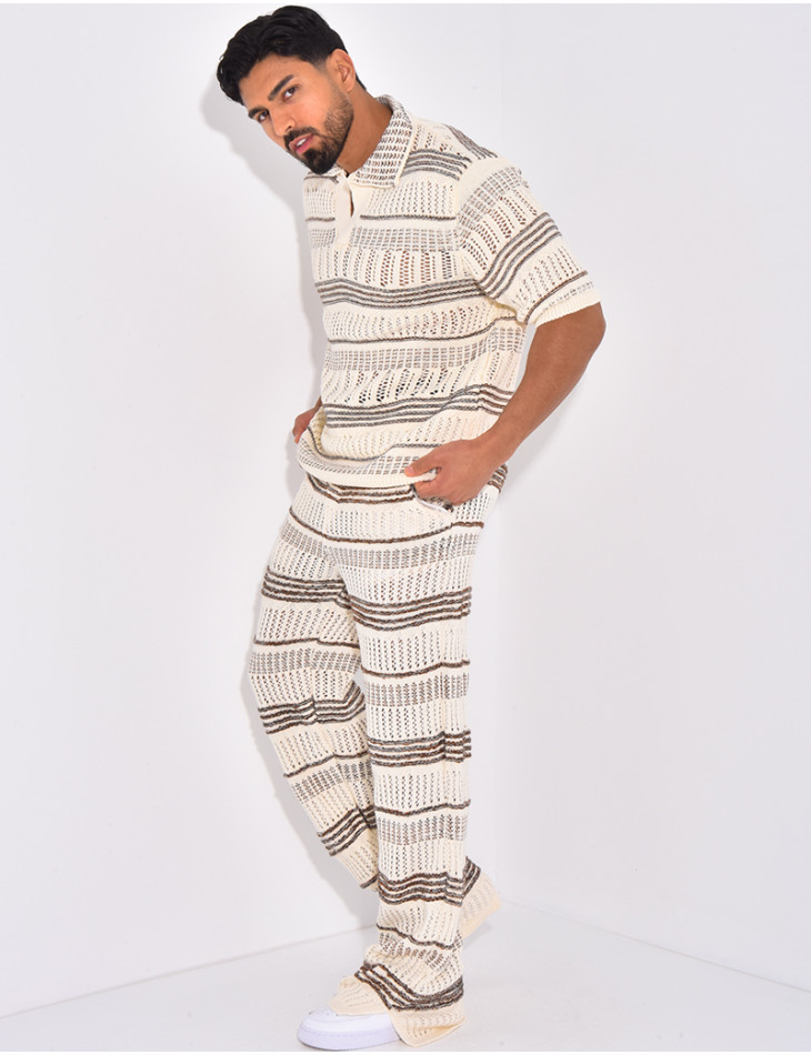 Ensemble pantalon et polo ajouré