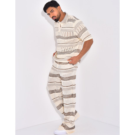 Ensemble pantalon et polo ajouré