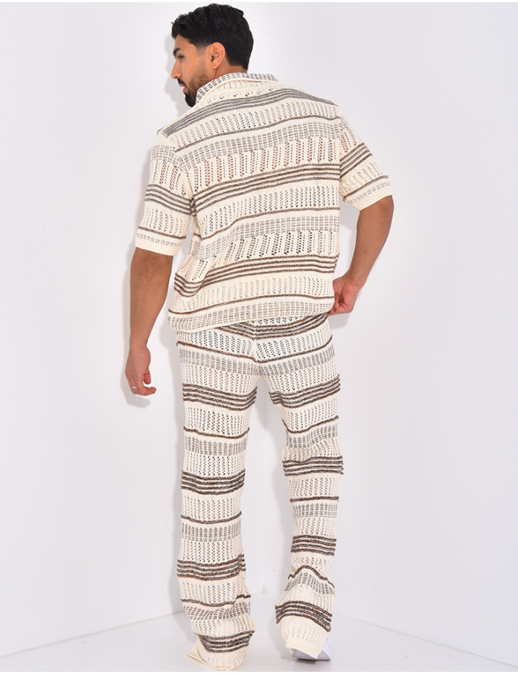 Ensemble pantalon et polo ajouré