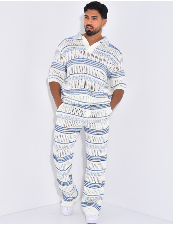 Ensemble pantalon et polo ajouré
