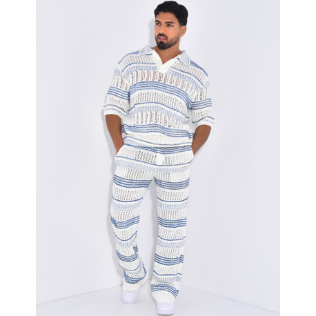 Ensemble pantalon et polo ajouré