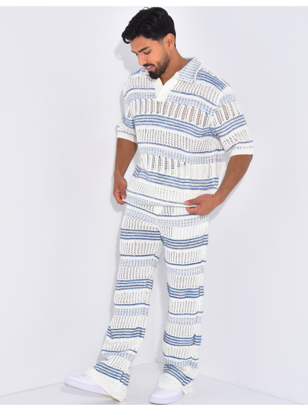Ensemble pantalon et polo ajouré