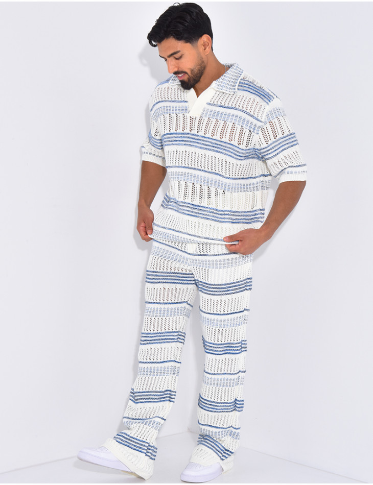 Ensemble pantalon et polo ajouré