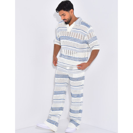 Ensemble pantalon et polo ajouré