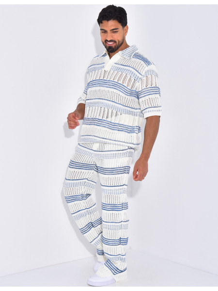 Ensemble pantalon et polo ajouré