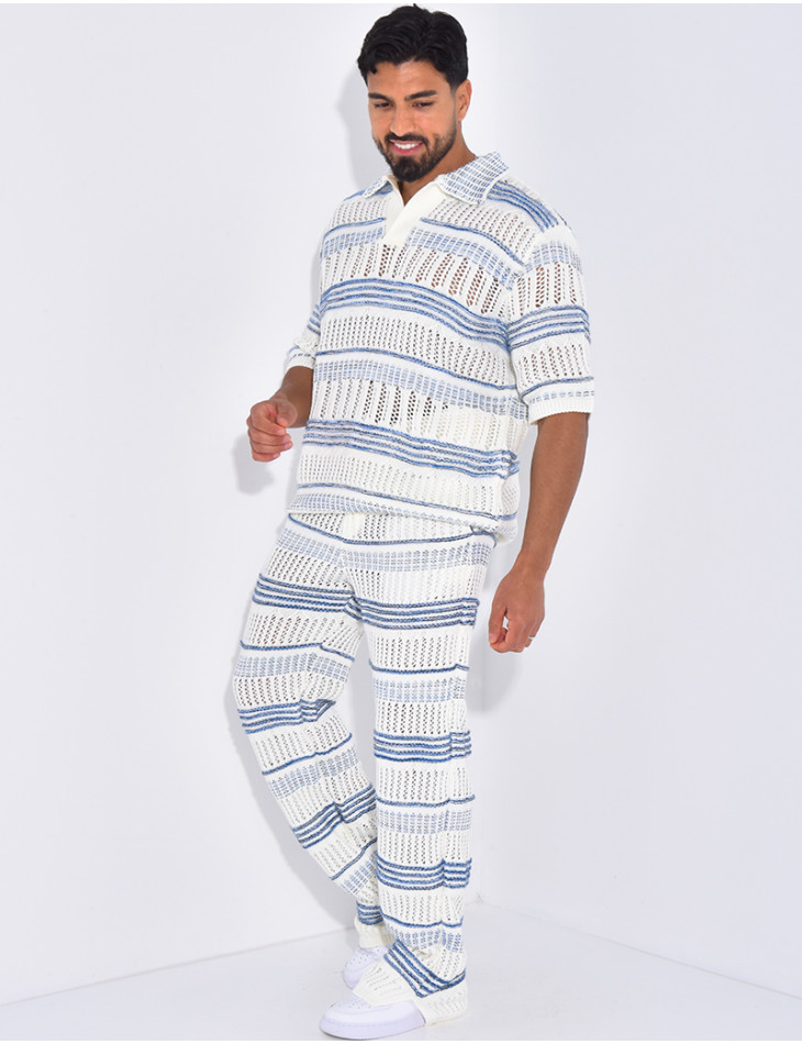 Ensemble pantalon et polo ajouré