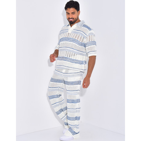 Ensemble pantalon et polo ajouré