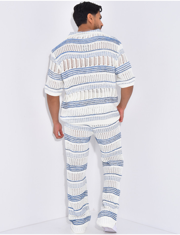 Ensemble pantalon et polo ajouré