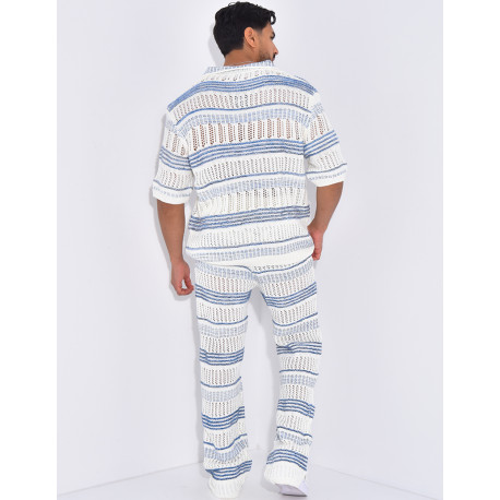 Ensemble pantalon et polo ajouré