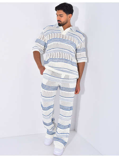 Ensemble pantalon et polo ajouré
