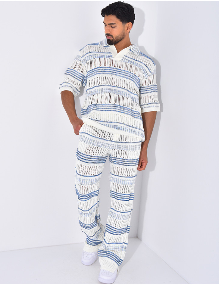 Ensemble pantalon et polo ajouré