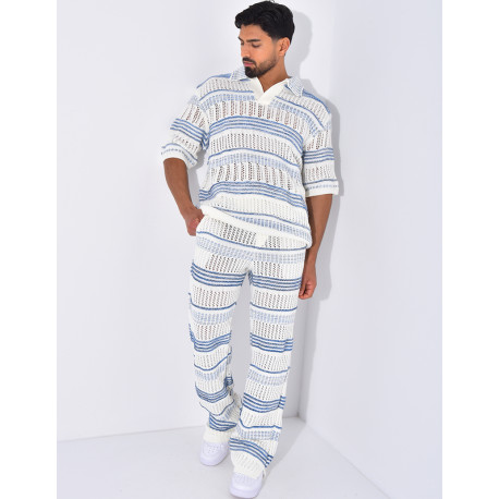 Ensemble pantalon et polo ajouré