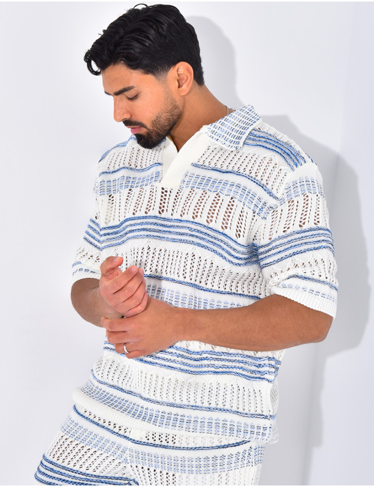 Ensemble pantalon et polo ajouré